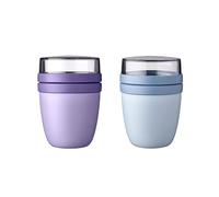 Mepal Lunch Pot Ellipse Mixed | Vivid Lilac + Nordic Blue | Muesli to go | Suddivisione per yogurt e cereali | 500 ml + 200 ml | Adatto per congelatore, microonde e lavastoviglie
