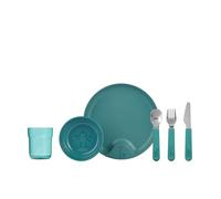 Mepal Mio - Set di stoviglie per bambini - 6 pezzi - con piatto - ciotola - tazza e posate, regalo per bambini - lavabile in lavastoviglie - Deep turquoise