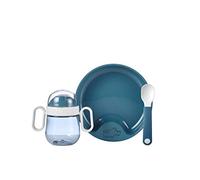 Mepal Mio - Set di stoviglie per bambini - Deep blue - 3 pezzi, con bottiglia per imparare a bere e cucchiaio educativo - lavabile in lavastoviglie