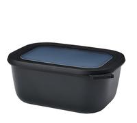Mepal - Multi Bowl Cirqula Rectangular - Contenitori Plastica con Coperchio - Adatto come Contenitore Ermetico per Frigo, Microonde, Congelatore da Portata - Ciotole Cucina - 1500 ml - Nordic Black