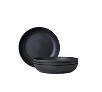 Mepal - Piatto Fondo 4 Pezzi Silueta - Lavabile in lavastoviglie e microonde - Piatti di plastica - Piatti da Cena - Servizio - 21 cm - Nordic black