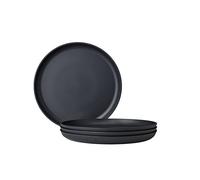 Mepal - Piatto Frutta 4 Pezzi Silueta - Lavabile in lavastoviglie e microonde - Piatti di plastica - Piatti da Cena - Servizio - 23 cm - Nordic black