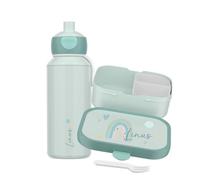 Mepal Set con contenitore per il pane e borraccia personalizzata, contenitore per il pane per bambini con scomparti, Lunch Box e borraccia con nome, set Bento Box a tenuta stagna con stampa arcobaleno
