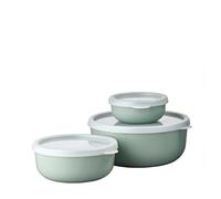Mepal - Set da 3 Ciotole cucina Lumina - Contenitori alimenti con coperchio adatti per frigo, freezer, forno a vapore e microonde - Contenitore plastica con coperchio - Nordic red