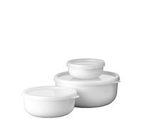 Mepal - Set da 3 Ciotole cucina Lumina - Contenitori alimenti con coperchio adatti per frigo, freezer, forno a vapore e microonde - Contenitore plastica con coperchio - White