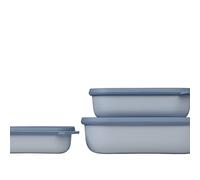Mepal - Set da 3 Contenitori Cirqula Rettangolare - Contenitori per Alimenti con Coperchio - Adatti come Contenitori Ermetici per Frigo, Congelatore, Microonde - 500, 1000 & 2000 ml - Nordic blue