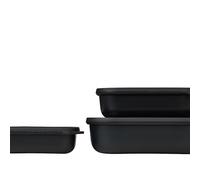 Mepal - Set da 3 Contenitori Cirqula Rettangolare - Contenitori per Alimenti con Coperchio - Adatti come Contenitori Ermetici per Frigo, Congelatore, Microonde - 500, 1000 & 2000 ml - Nordic black