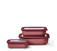 Mepal - Set da 3 Contenitori Cirqula Rettangolare - Contenitori per Alimenti con Coperchio - Adatti come Contenitori Ermetici per Frigo, Congelatore, Microonde - 500, 1000 & 2000 ml - Vivid mauve