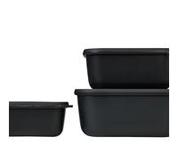 Mepal - Set da 3 Contenitori Cirqula Rettangolare - Contenitori per Alimenti con Coperchio - Adatti come Contenitori Ermetici per Frigo, Congelatore, Microonde - 750, 1500 & 3000 ml - Nordic black