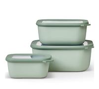 Mepal - Set da 3 Contenitori Cirqula Rettangolare - Contenitori per Alimenti con Coperchio - Adatti come Contenitori Ermetici per Frigo, Congelatore, Microonde - 750, 1500 & 3000 ml - Nordic sage