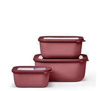 Mepal - Set da 3 Contenitori Cirqula Rettangolare - Contenitori per Alimenti con Coperchio - Adatti come Contenitori Ermetici per Frigo, Congelatore, Microonde - 750, 1500 & 3000 ml - Vivid mauve