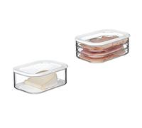 Mepal Set di 2 contenitori per alimenti Meat and Cheese Modula, ideali per la conservazione degli alimenti, lavabili in lavastoviglie, colore: bianco