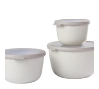 Mepal - Set di 3 Contenitori Cirqula Rotondo - Contenitori per Alimenti con Coperchio - Adatti come Contenitori Ermetici per Frigo, Freezer, Microonde - 500 ml, 1000 ml & 2000 ml - Nordic white