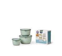 Mepal - Set di 3 Contenitori Cirqula Rotondo - Contenitori per Alimenti con Coperchio - Adatti come Contenitori Ermetici per Frigo, Freezer, Microonde - 500 ml, 1000 ml & 2000 ml - Nordic Sage