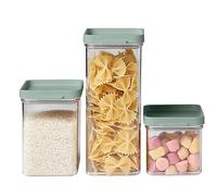 Mepal - Set di 3 Contenitori da Cucina Omnia - Contenitori con Coperchio adatti alla Credenza e al ripiano - Organizzazione e Conservazione degli Alimenti - 700 ml, 1100 ml e 2000 ml - Nordic sage