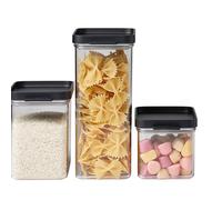 Mepal - Set di 3 Contenitori da Cucina Omnia - Contenitori con Coperchio adatti alla Credenza e al ripiano - Organizzazione e Conservazione degli Alimenti - 700 ml, 1100 ml e 2000 ml - Black