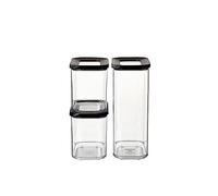 Mepal - Set di 3 pezzi - Contenitori Plastica per Alimenti con Coperchio - Organizzatori da Cucina - Trasparente, Impilabili & Ermetici - 2 x 1000 ml, 1 x 1500 ml e 1 x 425 ml - Black