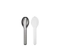 Mepal - Set di 3 posate Ellipse - Set di posate on the go - composto da coltello, forchetta e cucchiaio - Set di posate con custodia da viaggio - acciaio inox - nero nordico