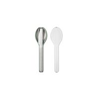 Mepal - Set di 3 posate Ellipse - Set di posate on the go - composto da coltello, forchetta e cucchiaio - Set di posate con custodia da viaggio - acciaio inox - salvia nordica