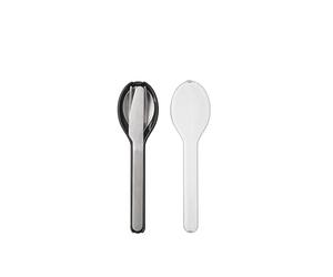 Mepal - Set di 3 posate Ellipse - Set di posate on the go - composto da coltello, forchetta e cucchiaio - Set di posate con custodia da viaggio - acciaio inox - nero nordico