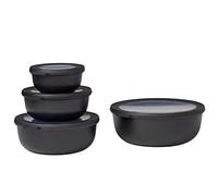 Mepal - Set di 4 Contenitori Cirqula Rotondo - Contenitori per Alimenti con Coperchio - Adatti come Contenitori Ermetici per Frigo, Freezer, Microonde - 350, 750, 1250 & 2250 ml - Nordic black
