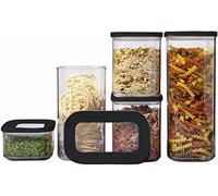 Mepal - Set di 5 contenitori Modula - Set di avviamento Nordic Black - ideale per la conservazione di alimenti secchi - lavabile in lavastoviglie, in plastica