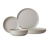 Mepal Set di 8 piatti piani Silueta (26 cm) e piatti fondi (21 cm), stoviglie per esterni per 4 persone, lavabili in lavastoviglie e microonde, piatti in plastica (PET) bianco nordico