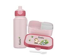 Mepal Set di contenitori per il pranzo e borraccia, per il pranzo per bambini con scomparti, contenitore per il pranzo e bottiglia d'acqua con nome, set con scritta colorata Capybara (rosa)