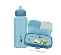 Mepal Set di contenitori per il pranzo e borraccia, per il pranzo per bambini con scomparti, contenitore per il pranzo e bottiglia d'acqua con nome, set di bento a prova di perdite con stampa colorata