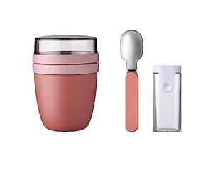 Mepal - Set di cucchiai pieghevoli con contenitore per il pranzo Ellipse - Pratico bicchiere per yogurt e cereali - Suddivisione per yogurt e cereali - Adatto per congelatore, microonde e