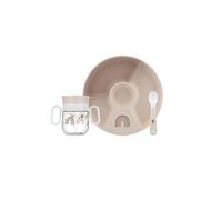 Mepal - Set di stoviglie per bambini Mio - 3 pezzi, con bottiglia per imparare a bere e cucchiaio educativo - Lavabile in lavastoviglie - Sunshine & Rainbow