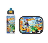 Mepal - Set pausa Campus per bambini con borraccia pop-up e contenitore per il pranzo - Set pranzo per la scuola o in viaggio - Lavabile in lavastoviglie - 400 + 750 ml - Hot Wheels