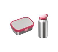 Mepal Set per la pausa Campus in acciaio inox, per bambini, con borraccia con coperchio a ribalta e portapranzo, set per il pranzo per la scuola o in viaggio, lavabile in lavastoviglie, 600 + 750 ml