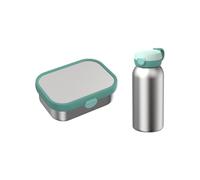 Mepal Set per la pausa Campus in acciaio inox, per bambini, con borraccia con coperchio a ribalta e portapranzo, set per il pranzo per la scuola o in viaggio, lavabile in lavastoviglie, 600 + 750 ml