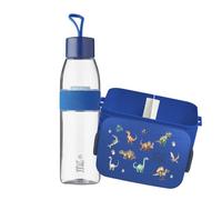 Mepal Set portapranzo con borraccia personalizzata per bambini, portapranzo Take a Break, con divisorio, borraccia Ellipse da 500 ml, dinosauro midi, blu scuro