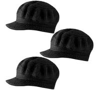 Mepase 3 pezzi cappello caldo da donna per l'inverno morbido berretto con visiera lavorato a maglia Newsboy cappelli per le donne sci neve, nero, Taglia unica