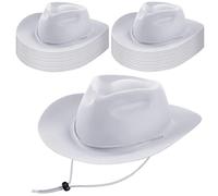 Mepase Set di 24 cappelli da cowboy occidentali in feltro a tesa larga per feste da cowgirl da uomo, donna, adulto, costume (bianco)