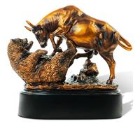 MEPERPER Desktopstatue Bronze Electroplated Resin Bull & Bear Sculpture Statue 10 W X 9.5 H by