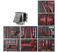 Mephisto Carrello degli attrezzi con 8 cassetti 8 cassetti con attrezzi come chiave inglese, chiave a cricchetto con cassetta dei dadi, chiave a brugola ecc. in inserti morbidi in effetto carbonio