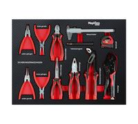 Mephisto Set di attrezzi per carrello da officina Pro Line con pinza combinata, pinza a becco lungo, pinza laterale, pinza per pompa dell'acqua, pinza per presa, calibro a corsoio in Soft Inlay