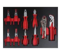 Mephisto Set di attrezzi per carrello da officina Pro Line con pinze per il trasporto, pinze combinate, taglierina laterale, pinza per pompa dell'acqua e pinza per presa con inserto morbido effetto