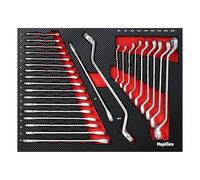 Mephisto Set di attrezzi per carrello da officina Pro Line, set di chiavi ad anello, 40 pezzi, metrico, con inserto morbido effetto carbonio