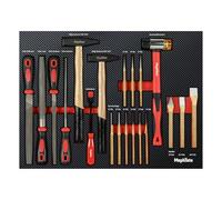 Mephisto Set di lime per carrello da officina Pro Line con martello e punte, con inserto morbido effetto carbonio