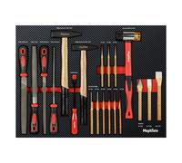 Mephisto Set di lime per carrello da officina Pro Line con martello e punte, con inserto morbido effetto carbonio