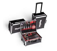 Mephisto Trolley portautensili con funzione trolley riempito con utensili al cromo vandio come set di chiavi a cricchetto, martello, cassetta degli attrezzi, set totale di 299 pezzi.