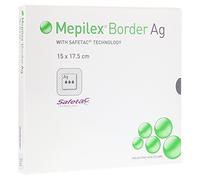 Mepilex Border Ag 395460 - Medicazione antimicrobica in schiuma assorbente, 15 cm x 17,5 cm, confezione da 5