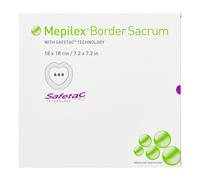 SCHIUMA DI POLIURETANO ASSORBENTE CON BORDO INTEGRATO DI CONTATTO IN SILICONE MORBIDO CONFORMATA PER SACRO MEPILEX BORDO SACRUM 15X15CM 5 PEZZI