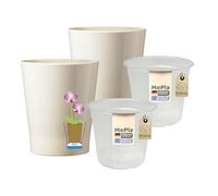 MePla - 2 pezzi - SK Soendgen - Vaso per orchidee Merina Ø 14 cm, vaniglia + vaso per orchidee Ø 12 cm, ambiente domestico di alta qualità