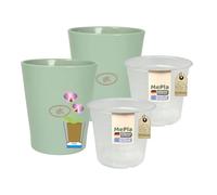 MePla - 2 pezzi - SK Soendgen - Vaso per orchidee Merina Ø 14 cm, verde selando + vaso per orchidee Ø 12 cm, ambiente domestico di alta qualità