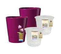 MePla - 2 pezzi - SK Soendgen - Vaso per orchidee Merina, diametro 14 cm, mora + vaso per orchidee Ø 12 cm, ambiente domestico di alta qualità